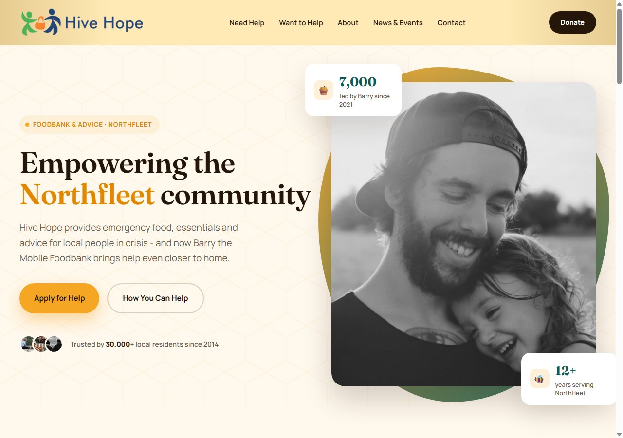 Hive Hope - food bank and community charity website