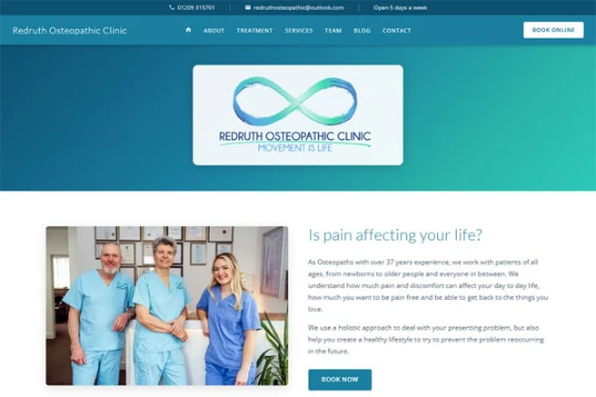 Redruth Osteopathic Clinic - healthcare business website