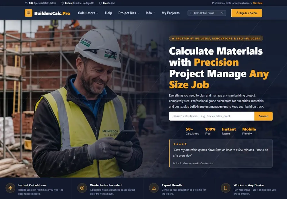 Builders Calculators website